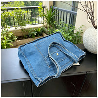 Sac à bandoulière décontracté en jean pour femme, motif filigrané, grande capacité, style universitaire, sac fourre-tout tendance