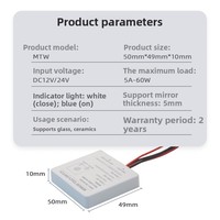 Interrupteur intelligent à bouton unique AOMEI pour miroir de salle de bain, capteur tactile inductif pour éclairage de vanité, portée de détection 1-6 cm, indice de protection IP20, 1,5 W