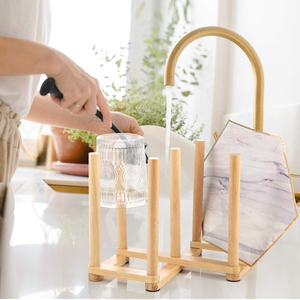 Nature Bambou Tasse Rétractable Séchoir Bois Tasse <span class=keywords><strong>Arbre</strong></span> pour Cuisine - Product Image 6