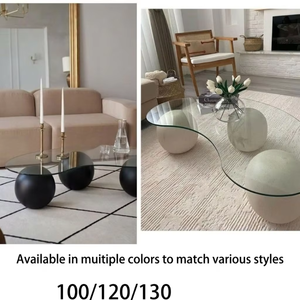 Table Basse Créative Minimaliste <span class=keywords><strong>LeTao</strong></span> Tao 2026 Nouveau Modèle en Verre Trempé Durable avec Cadre Métallique Style Crème Forme Cachemire Facile à Assembler - Product Image 6