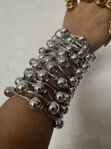Kaimei 2025, chapada en plata joyería de moda para mujer, pulsera gruesa de múltiples capas para mujer, brazalete largo con cuentas de Moda Africana, pulseras - Product Image 6