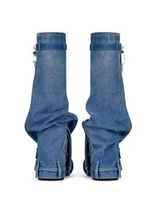Nouvel arrivage de talons en denim à la mode pour femmes bottes à talons aiguilles en denim bleu sur le genou bottes à talons hauts en denim pour femmes - Product Image 3