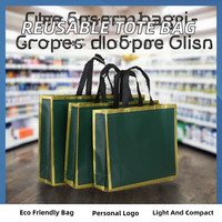 Sac fourre-tout personnalisé en non-tissé recyclé, écologique, réutilisable, avec impression de lettres, deux poignées, logo de marque