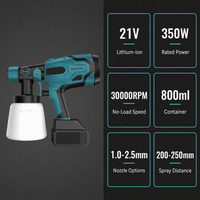 Pistola de Pintura Eléctrica Inalámbrica de 21V con Batería de Iones de Litio, Recipiente de 800ml, Pulverización Fina para Muebles, Paredes y Bricolaje