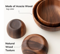 Bol de service pratique en bois d'acacia brun naturel, idéal pour les fruits ou les salades en cuisine – Offre spéciale