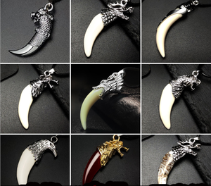 Collar Retro con Dientes de Lobo, Dragón, Búho, Tigre y Tiburón para Hombre y Mujer, Regalo de Pareja, Collar de Dientes de Animales, Collar <span class=keywords><strong>Rock</strong></span> Cool, Amuleto de la Suerte - Product Image 3