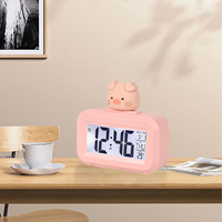 Reloj Digital LED Kawaii para niños, reloj despertador de cerdo de dibujos animados, reloj Digital bonito para dormitorio, mesita de noche, relojes despertadores para niños