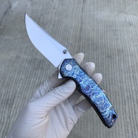 Couteau pliant EDC en acier inoxydable XF Foreign Trade, manche bleué TC4, couteau à fruits multifonctionnel portable pour l'extérieur