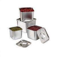 Pot carré en acier inoxydable pour confiture, conteneur commercial pour garnitures de thé au lait, pot à épices de cuisine domestique épaissi avec couvercle, design moderne