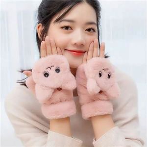 I-0234 Gants d'hiver mignons à motif de dessin animé, épais, pour étudiants, compatibles écran tactile, usage quotidien extérieur, design à rabat - Product Image 3
