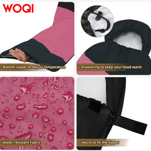 Sac de couchage rectangulaire Woqi en nylon rose, coupe-vent, respirant, style enveloppe, pour adultes, camping hivernal, randonnée, voyage - Product Image 5