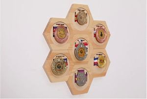 Wholesale Modern <b>Wooden</b> Honeycomb Wall-Mounted Medal Display <b>Rack</b> Multifunction <b>Storage</b> Decorative Shelf for Competition Medals - Product Image 4