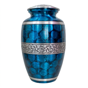 Cremation Urns Classic Blue Fire Central Band Customized Colour Funeral Decorative Memorial <b>Keepsake</b> <b>Ashes</b> Metal Urns Burial Jar - Product Image 1