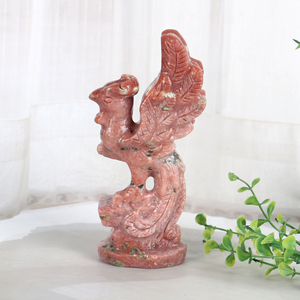 Vente en gros de sculptures d'animaux en pierre naturelle, sculptures d'oiseaux en cristal, sculptures de phénix debout pour la décoration de bureau - Product Image 5
