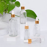 Flacon Compte-Gouttes en Verre Vide Rond Or Transparent pour Huile Essentielle Cosmétique et Sérum – Diverses Capacités (5ml, 10ml, 15ml, 20ml, 30ml, 50ml, 100ml)