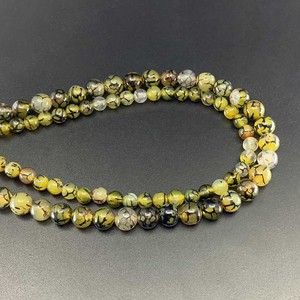 Perles d'agate jaunes à motif de dragon naturel, perles rondes en vrac de 6mm, 8mm, 10mm, pour la fabrication de bijoux, fournitures de bricolage - Product Image 3