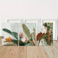 HAOWAI OEMODM 3pcs Set 3 Poster _ Seni Dinding Botani Tropis _ Dekorasi Dinding Triptych Modern Bunga Hijau