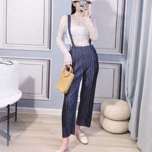 Primavera y verano Nueva tendencia de moda <span class=keywords><strong>Tirantes</strong></span> de mezclilla para mujer Pantalones casuales rectos delgados versátiles clásicos - Product Image 2