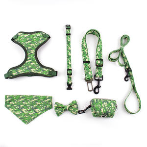 人気デザイン 7-in-1 XS-L 通気性抜群 犬猫ペット用ハーネスとリードセット 高品質 グリーン レッド ブラック ブルー 犬用ハーネス - Product Image 1