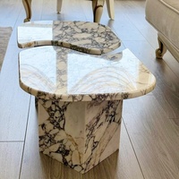Mesa de salón de superficie sólida personalizada, diseño único, combinación Natural, Calacatta, viola, café, mármol, superficie sólida en vivo