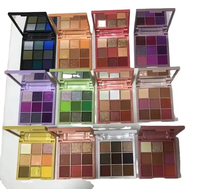 Palette de Fards à Paupières Carrée DIY 9 Couleurs Macaron Haute Pigmentation, Maquillage Végétalien Mat, Scintillant, Pailleté, Marque Privée