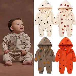 Custom Children Newborn Fleece Jumpsuits Girls Autumn Winter Double Zipper Onsie Baby Boys' Rompers Garments Full OEM Service