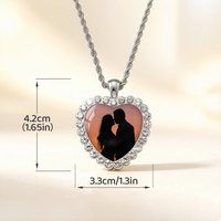 Photos de mariage personnalisables pour couple, collier en diamant en forme de cœur, accessoires longs et polyvalents pour jeunes mariés