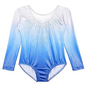 Justaucorps de gymnastique rythmique élégant et léger orné de strass, à manches longues, avec jupe – Ensembles de justaucorps artistiques pour filles - Product Image 3