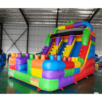 Structure gonflable à thème blocs de construction pour location événementielle, château gonflable commercial en PVC, combo gonflable sec pour enfants