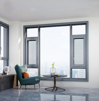 Ventana Abatible Moderna con Doble Vidrio Templado Resistente a Huracanes, Ventana Corredera de Aluminio con Rotura de Puente Térmico Personalizada