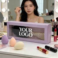 Boîte d'emballage rigide personnalisée OEM écologique pour produits de beauté avec pelliculage mat et gaufrage, fenêtre transparente violette pour marques de brosses à cheveux