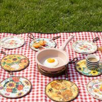 Sous-plat rond classique en céramique résistant à la chaleur, isolant thermique, pour table à manger