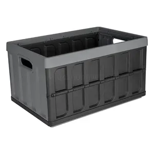 ZY 46L katlanır plastik İstiflenebilir yardımcı kasalar katı duvar katlanabilir kapaklı diğer saklama kutuları ve kovaları
