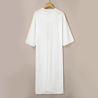 Jubba traditionnelle musulmane respirante de haute qualité, robe Thobe Thawb pour hommes arabes, grande taille, brodée, col en V, longueur au sol, coupe ample