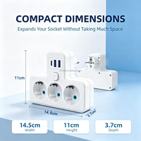 Adaptateur de prise secteur EU, multiprise 3 voies Schuko avec USB, interrupteur, chargeur mural multi-prises, adaptateur de voyage
