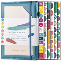 Gran oferta, planificador mensual semanal A5, banda elástica de papel grueso Premium, diario de tapa dura personalizado, planificador, cuaderno de presupuesto