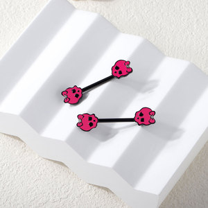 Acero inoxidable 14G Rosa esqueleto cabeza <span class=keywords><strong>pecho</strong></span> anillo pezón cuerpo <span class=keywords><strong>Piercing</strong></span> joyería negro <span class=keywords><strong>pecho</strong></span> anillos - Product Image 4