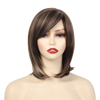 Perruques synthétiques haut de gamme en gros, style européen et américain, coupe bob avec frange latérale, courtes et droites, résistantes à la chaleur