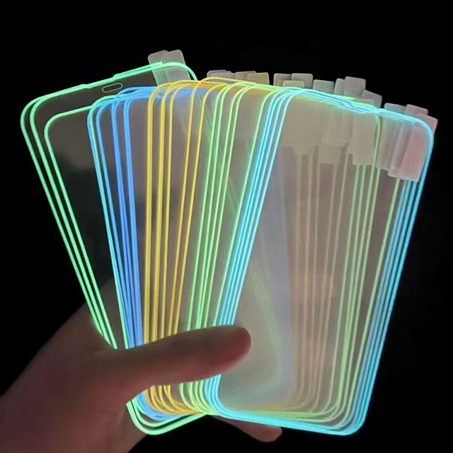 3D Fluorescent Anti Falling Luminous Tempered Glass Screen Protector for Iphone17 16 15 14 13 12 11 Pro