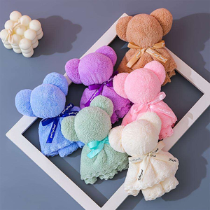 <b>Cute</b> <b>Bear</b> Towel Gift Bag, Coral Fleece Square Towel, Portable Handbag for Wedding Return Gifts & Holiday Presents - Product Image 3