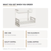 Rak Organizer Bawah Wastafel Baja Karbon 2 Tingkat Keranjang Tarik L-Shape Rak Penyimpanan Dapur Geser untuk Kamar Mandi