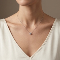 Collier pendentif solitaire en moissanite ronde de 7 mm en argent sterling 925 Kirin, plaqué rhodium, 4 griffes, pour femme, OEM ODM