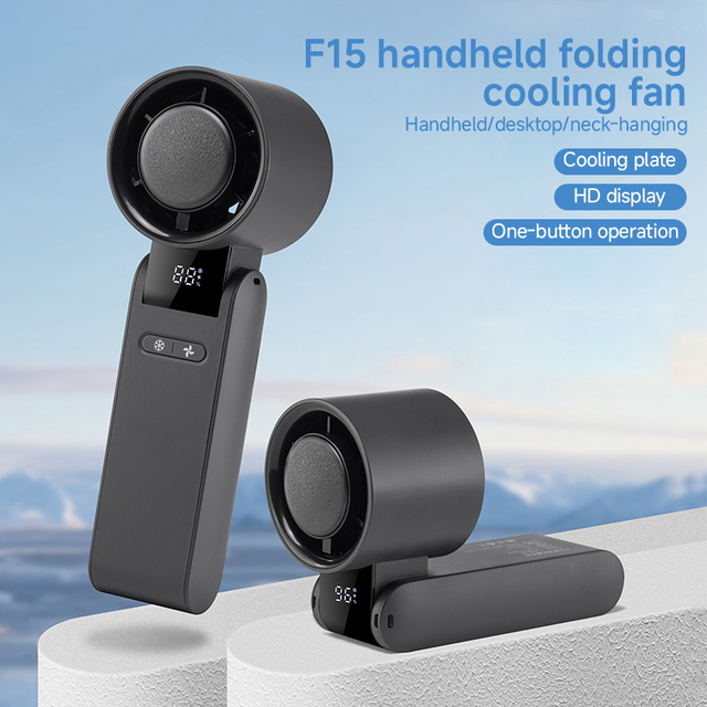 F15 Foldable Neck Fan Semiconductor Cooling 4000mAh Type-C Rechargeable 3 1 Handheld Desktop Wearable Digital Household RV