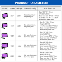 Projecteur LED UV noir personnalisé 80W 100W 150W IP66 pour discothèque, soirée, club