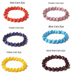 Natural Olho de Gato Cristal Pulseira Frisada Unisex Ágata Bohemia Estudante Namorada Presente Moda Todo o jogo Vermelho Branco Azul Verde - Product Image 1