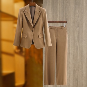 AIMEISI Unique Mulheres Vestuário Cor Sólida Dois Blazers Peça e Calças Perna Reta Define Terno de Negócios Set para Senhoras - Product Image 3