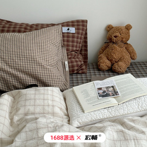 Juego de Ropa de Cama de Algodón a Cuadros Sz.Home, Teñido Reactivo 40s, Transpirable, para Uso en las Cuatro Estaciones - Product Image 5