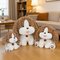 Peluche chien mignon à grandes oreilles, super douce, avec motif brodé, pour soulager le stress et apaiser bébé