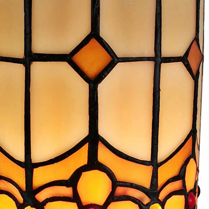 HMS 11\" Brown and Beige Stained Glass Accent Lamp Mosaic Tile Desk Lamp