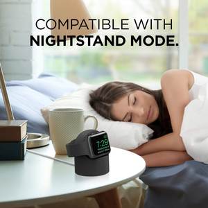 Support de <span class=keywords><strong>chargeur</strong></span> en silicone souple et élégant pour Apple Watch Series 9/8/7/6 SE, station d'accueil USB - Blanc/Noir/Rose - Product Image 5